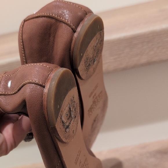 Brown Leather Split Toe Ballet Flats - Picture 9 of 9